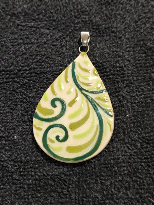 Green Scrollwork Pendant - P86