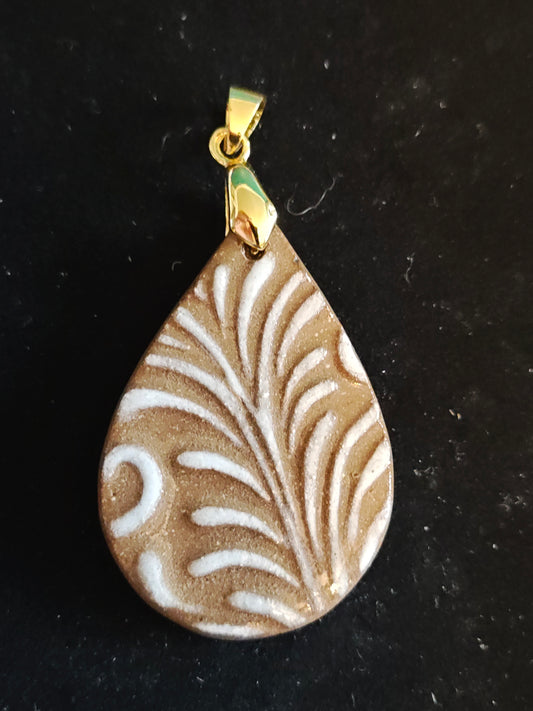 White Scrollwork Pendant - P48