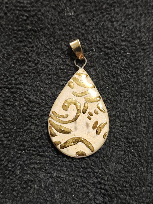 Gold Scrollwork Pendant - P132