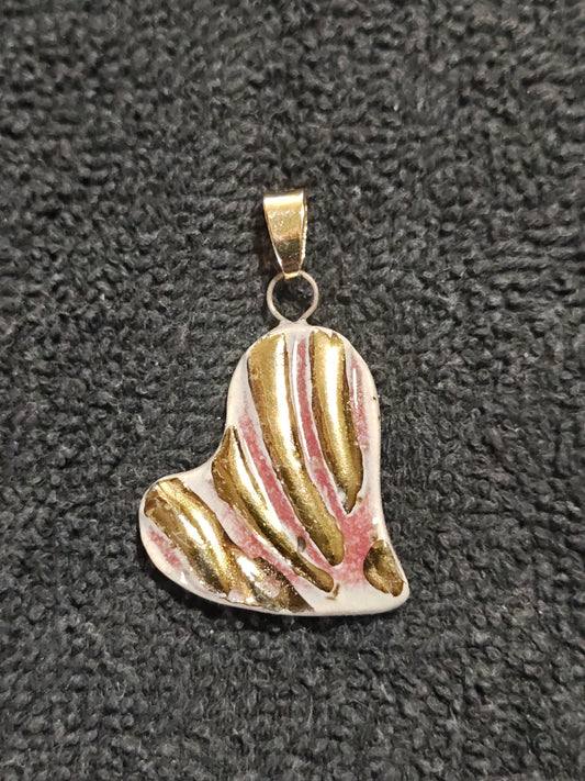 Gold Stripe Heart Pendant - P131
