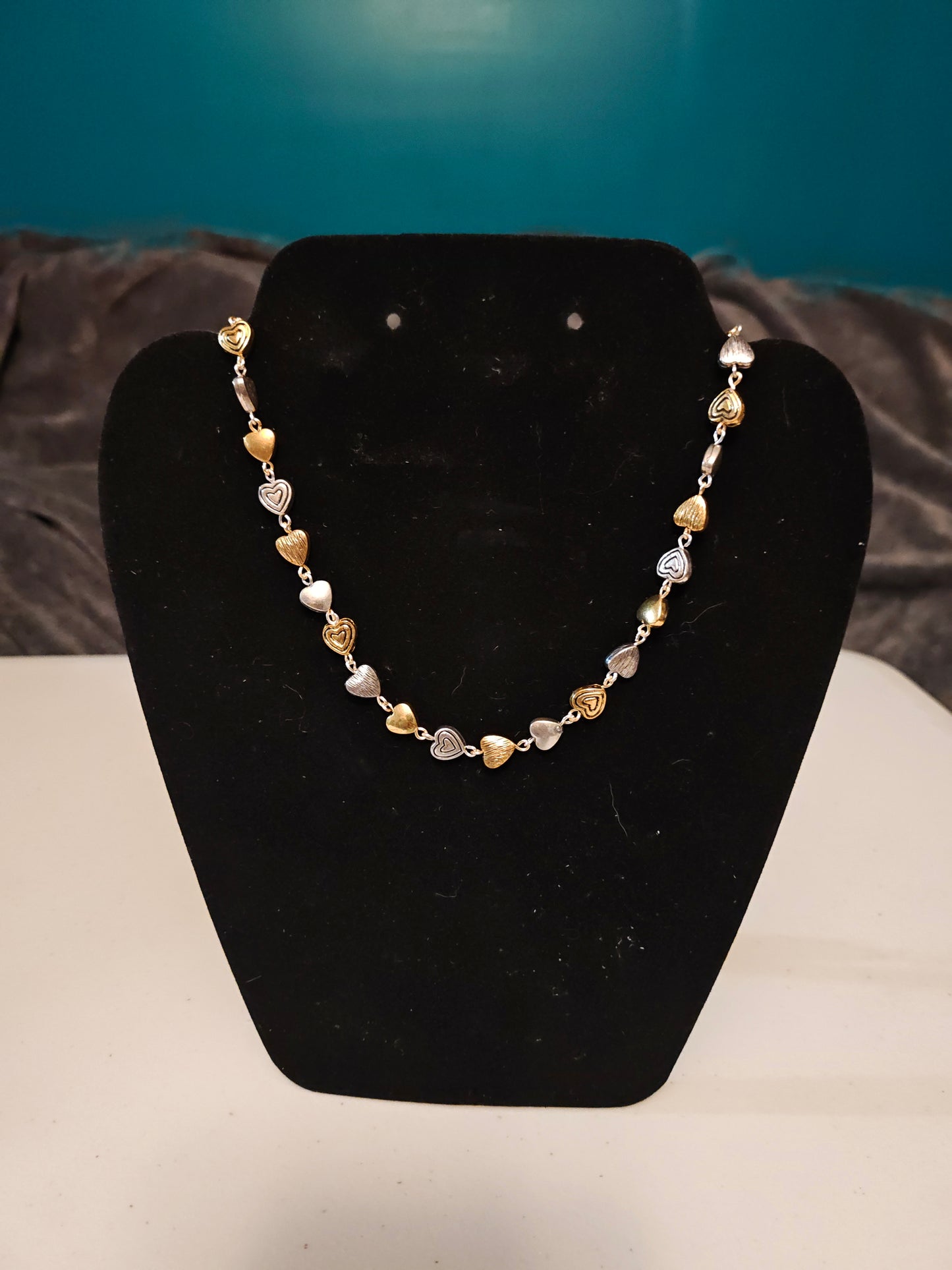 Gold and Silver Heart Necklace - C9