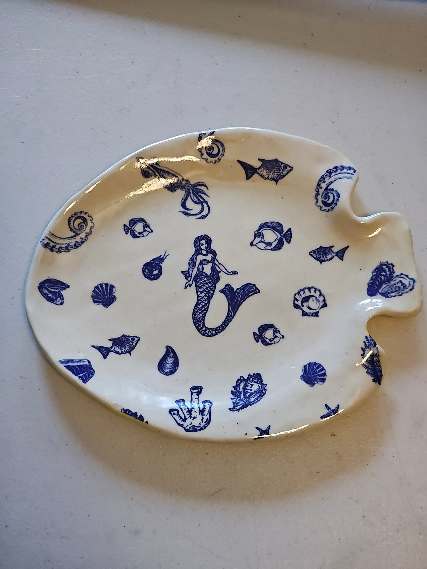 Fish shaped plate with Mermaid