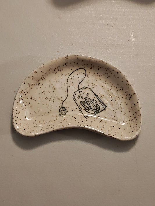 Bean Shaped Teabag Trinket Dish 10 - Crystals