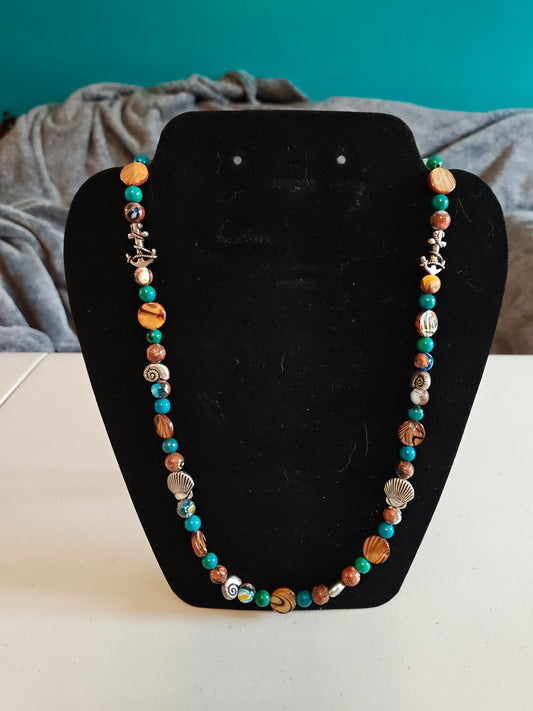 Shell and Sandstone Marine Themed Necklace - 26