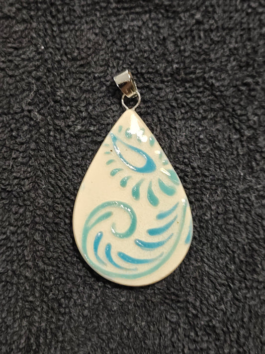 Blue Paisley and Scrollwork Pendant - P93