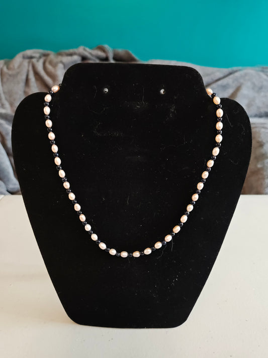 Freshwater Pearl and Blue Sandstone Necklace - S25