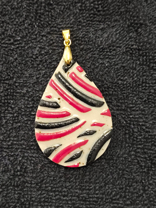 Red and Black Stripe Pendant - P136