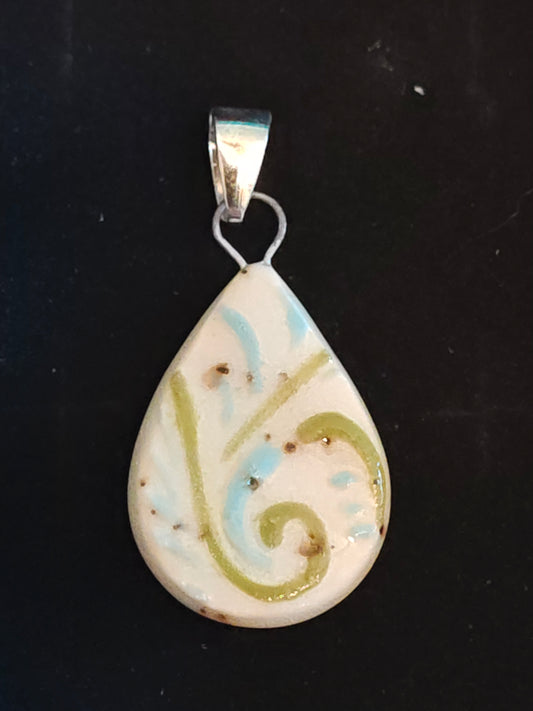 Hand Painted Multicolor Scroll Pendant - P11