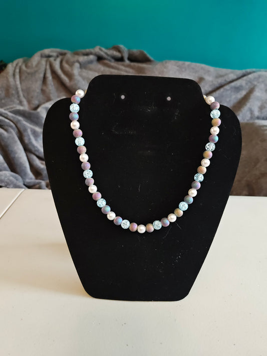 Glass and Glitter Bead Necklace - S24