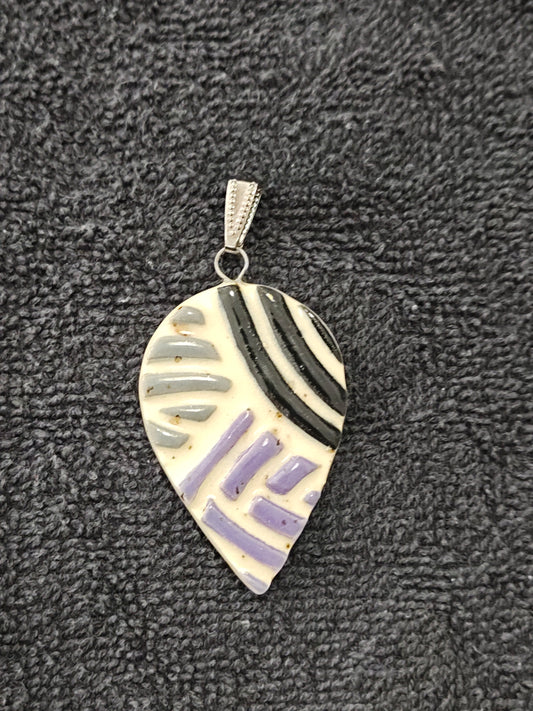 Purple, Grey, and Black Stripe Pendant - P141