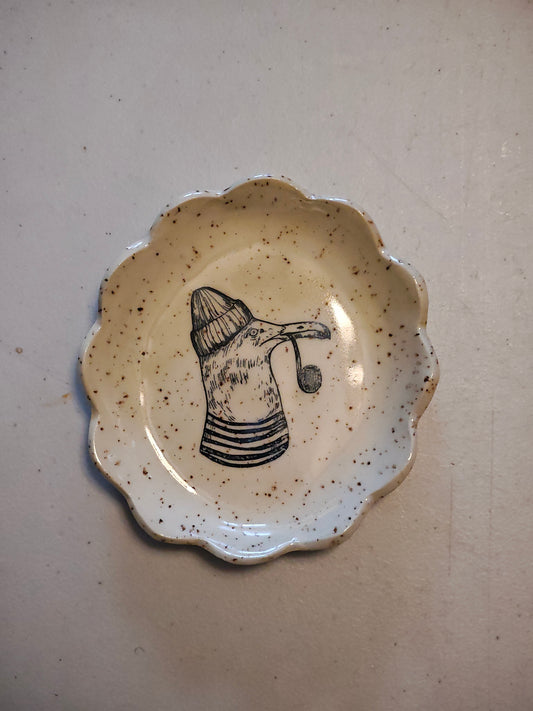 Bird with pipe and hat Trinket dish