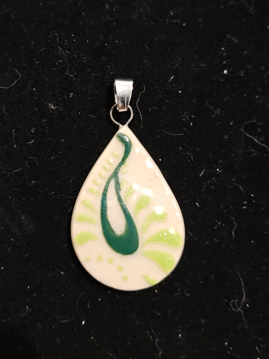 Green Paisley Pendant - P80