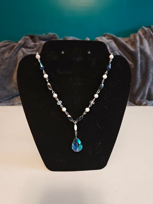 Crystal, Hematite, and Shell Necklace 50