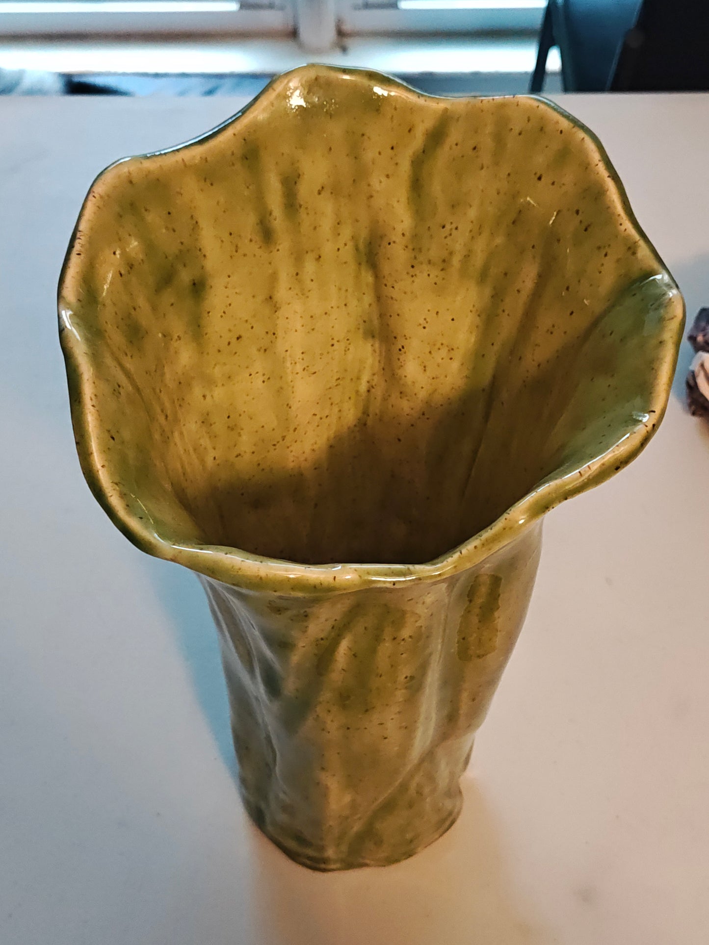 Large Green Free Form Vase