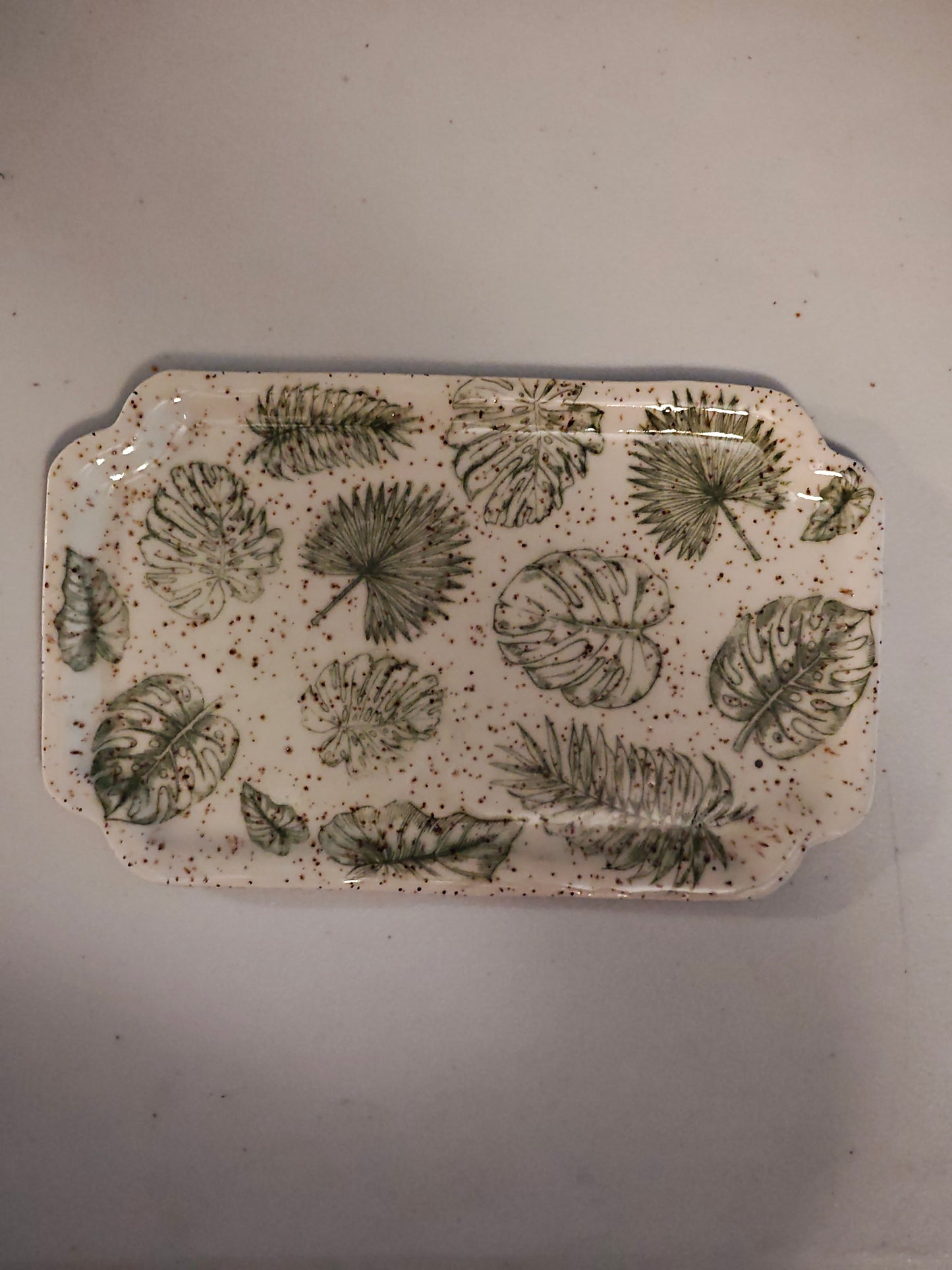 Rectangular Leaf Pattern Plate