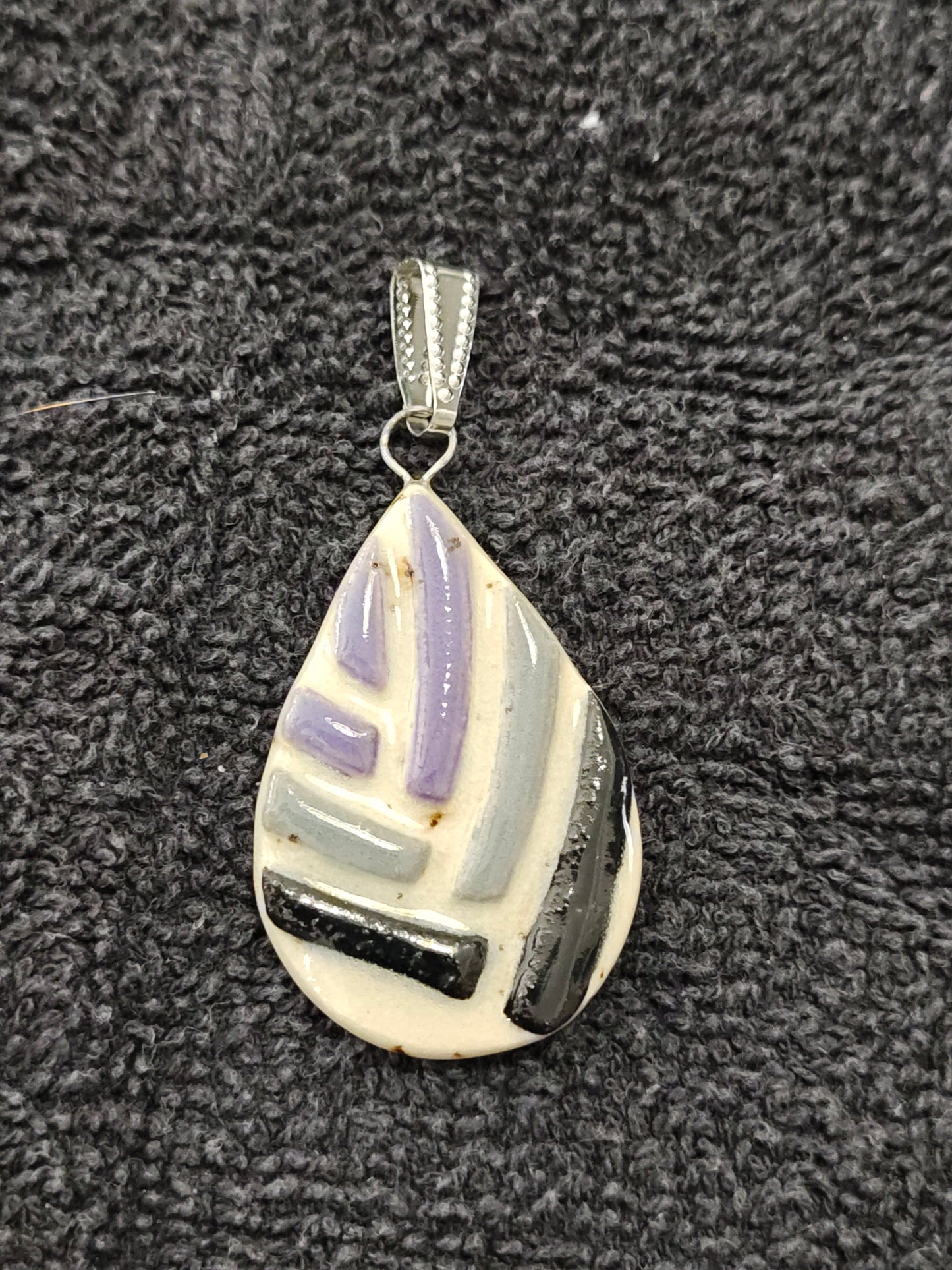 Purple, Grey, and Black Stripe Pendant - P147