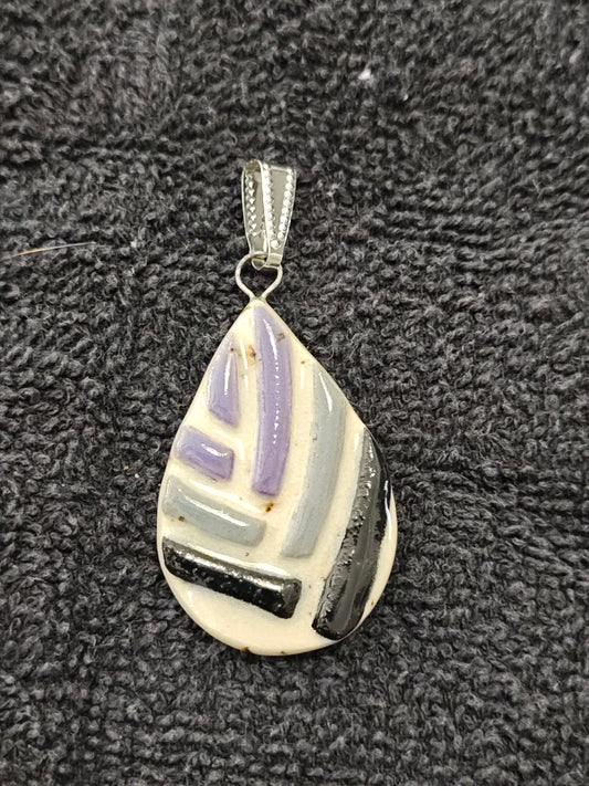 Purple, Grey, and Black Stripe Pendant - P147