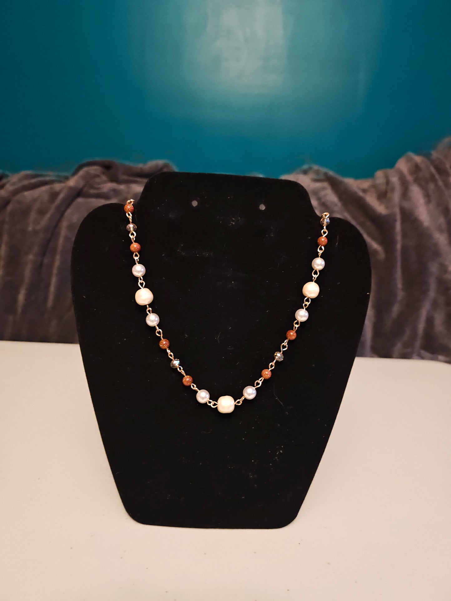 Freshwater Pearl and Sandstone Necklace - 59