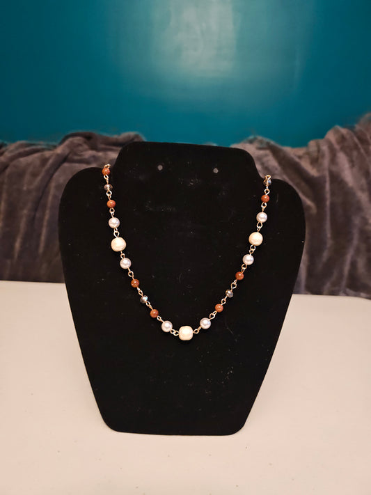 Freshwater Pearl and Sandstone Necklace - 59